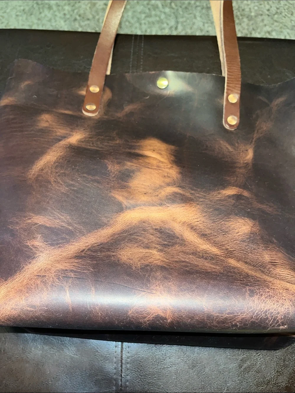 Autumn harvest Brown Leather Tote Bag from KMM and co